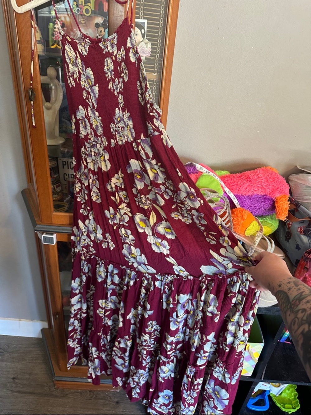 Free People Burgundy Floral Maxi Dress